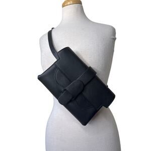 Senreve Aria Embossed Leather Convertible  Belt Crossbody Shoulder Bag Black